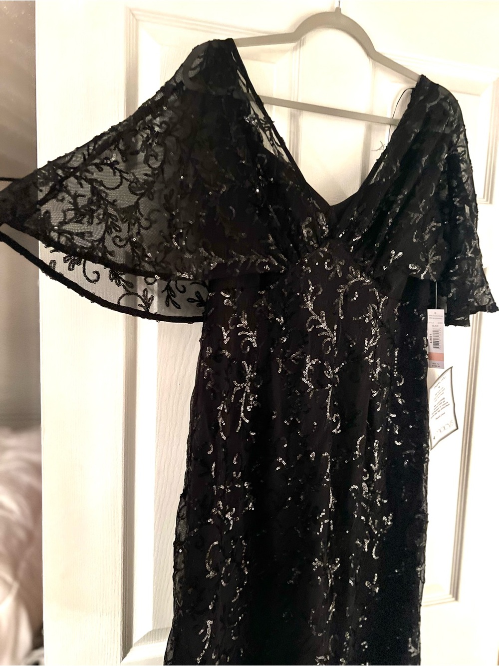 NEW RM Richards Black Sequin Lace Formal Dress. Sz. 12.  MSRP $169.00. Macy's.